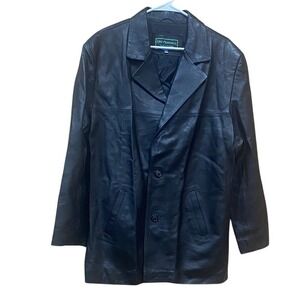 Old Florence Leather Factory‎ Jacket Italy Black Coat Menswear Sz 54 US 44/XL
